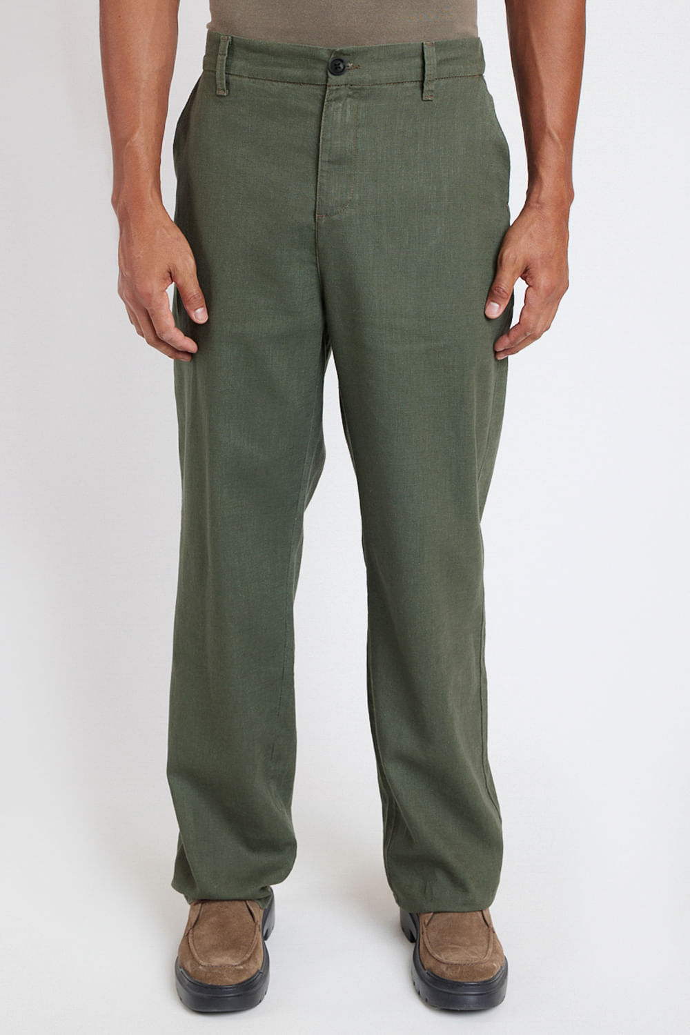 Calça Chino Ampla Rústica Verde