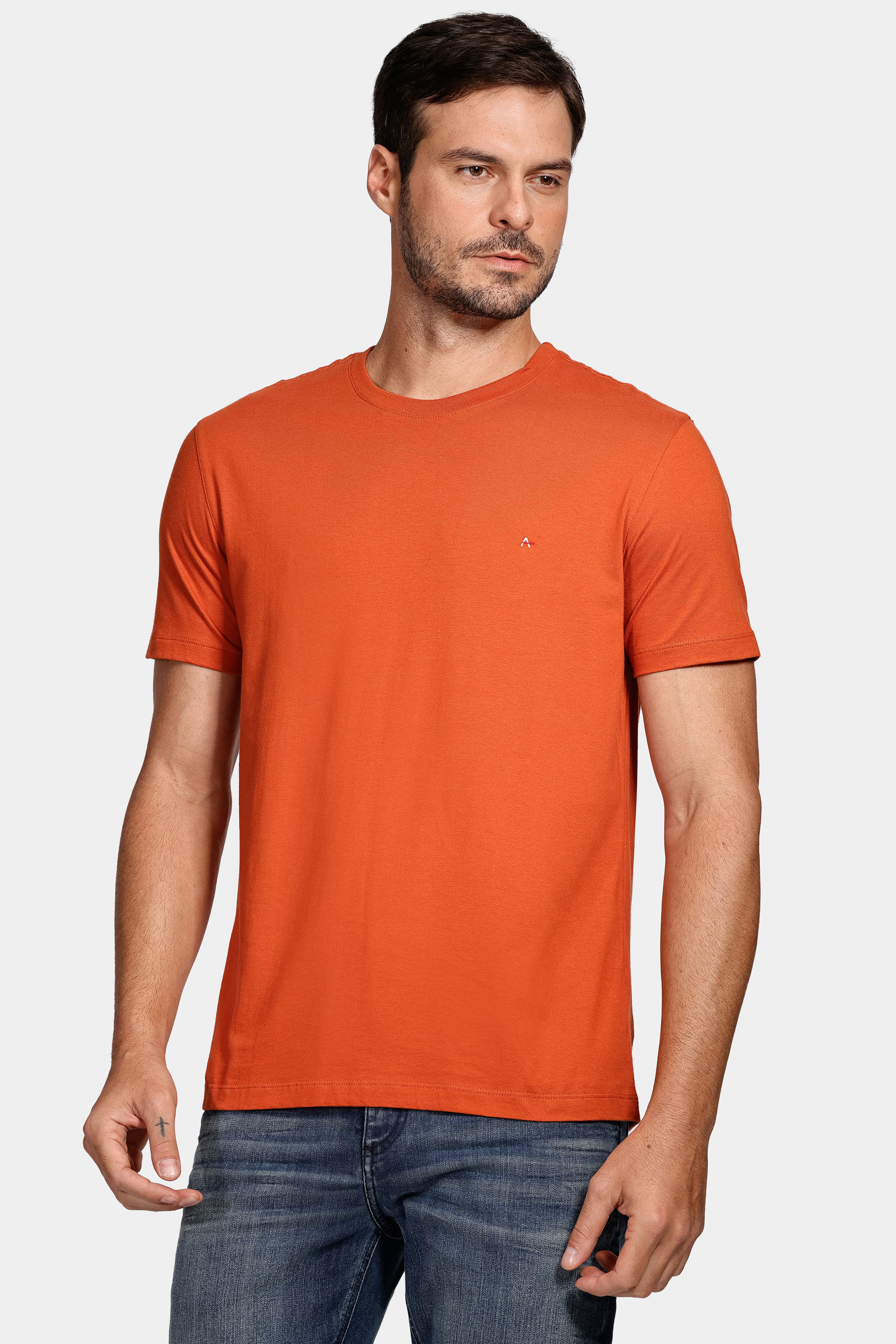 Camiseta Manga Curta Básica Laranja Ferrugem