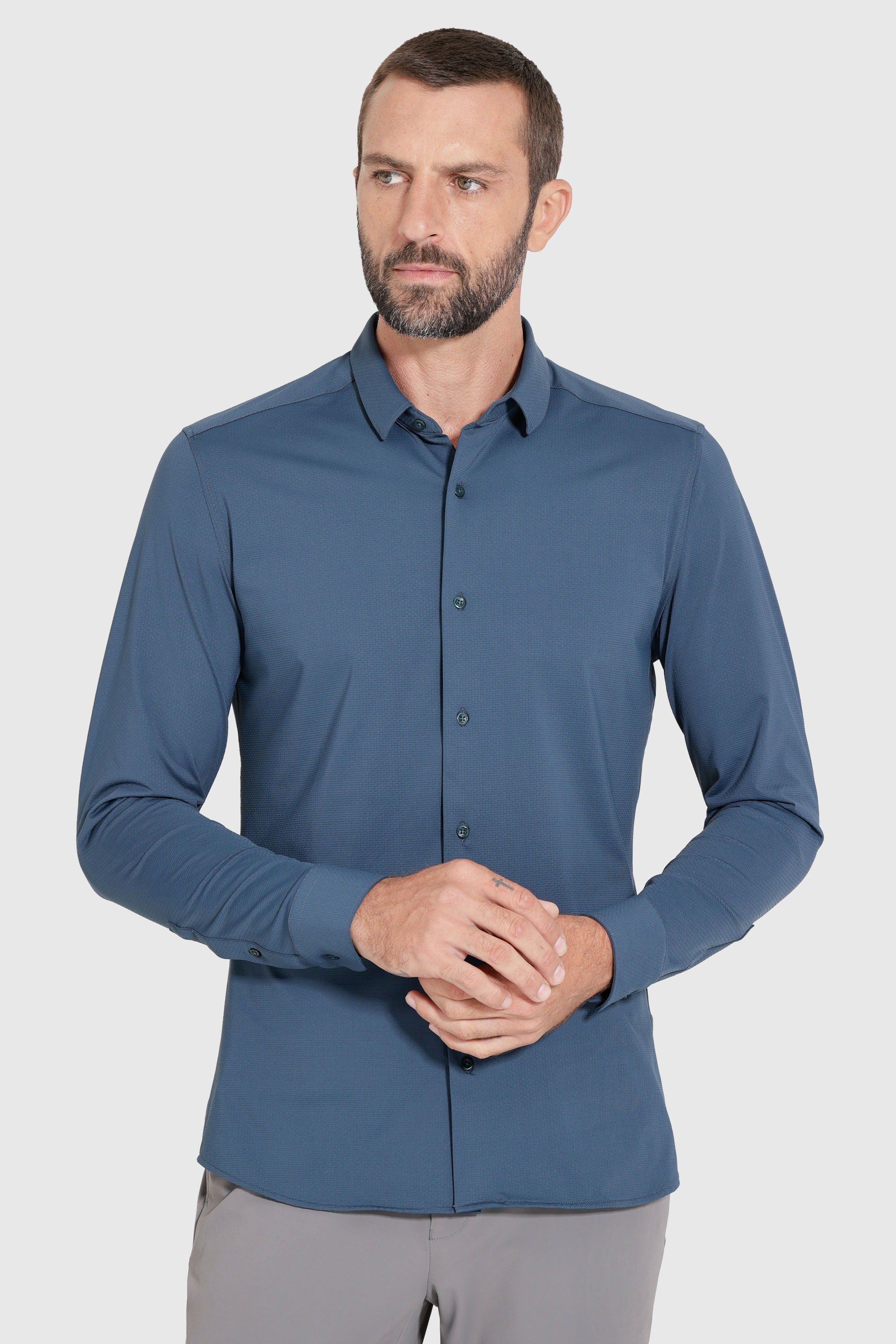 Camisa Bold Manga Longa Marinho Médio