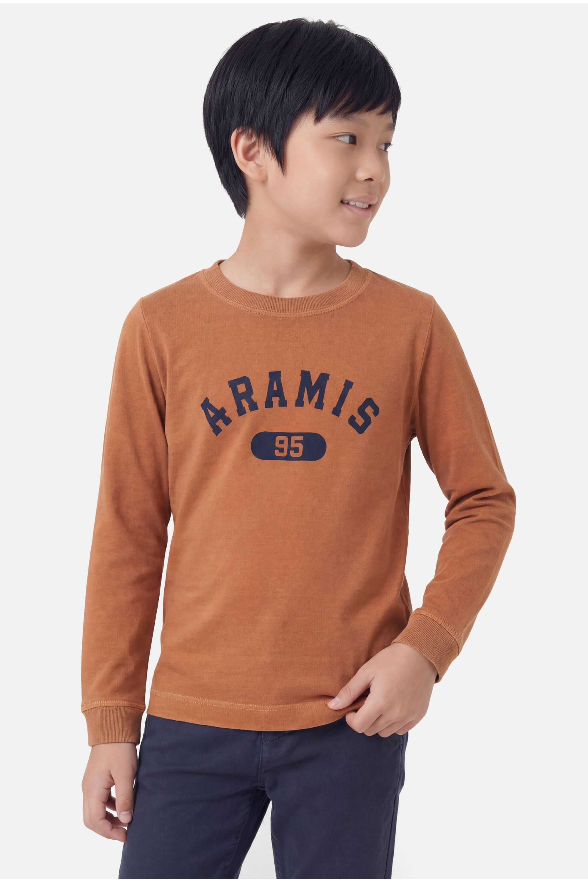 Camiseta Infantil Manga Longa Estampa College Ferrugem 117
