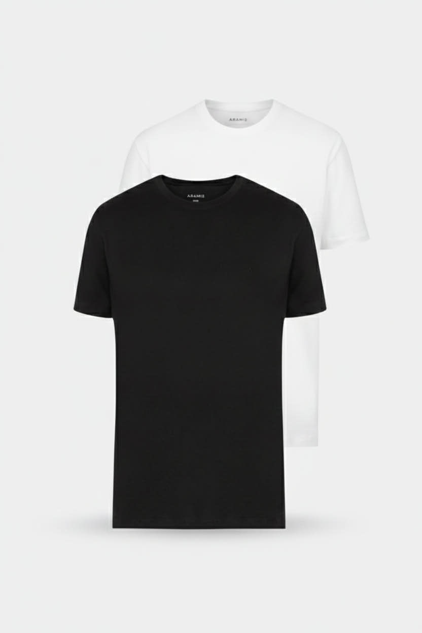 Kit 2 Camisetas Manga Curta New Basic Preto e Branco