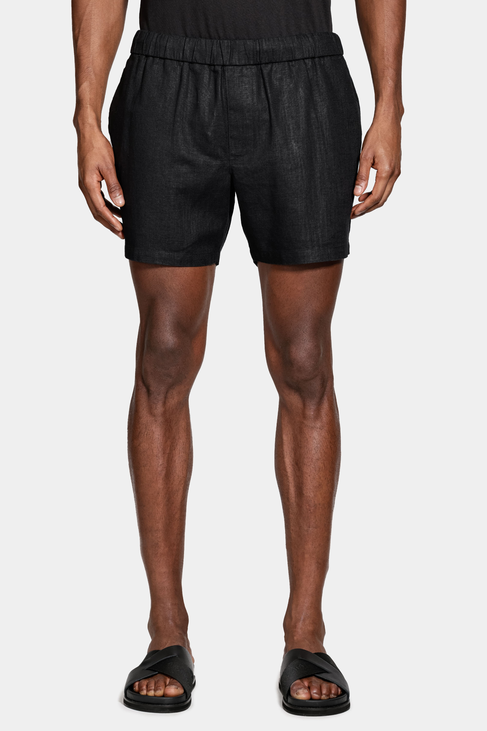 Bermuda Algodão Com Elastico Rústica Preto