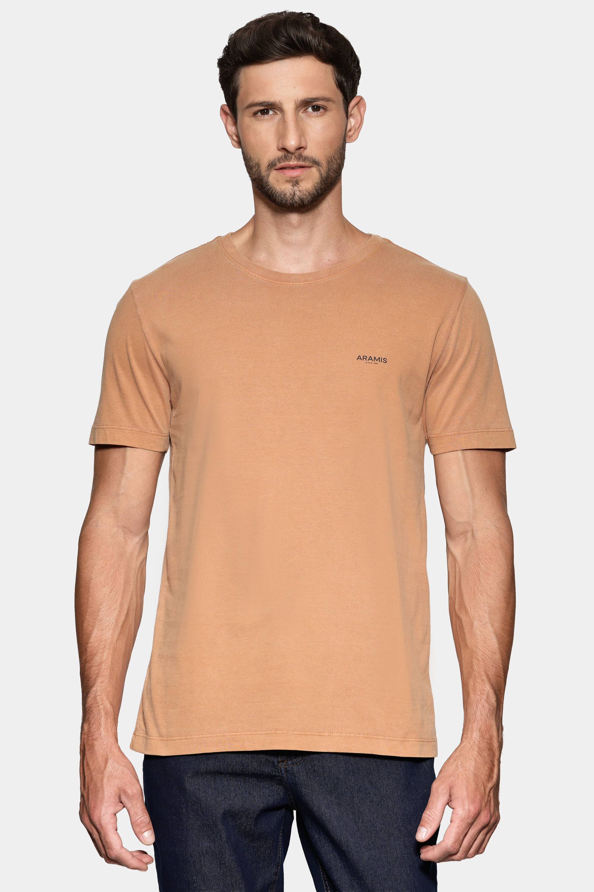 Camiseta Manga Curta Lavada Básica Ferrugem 117