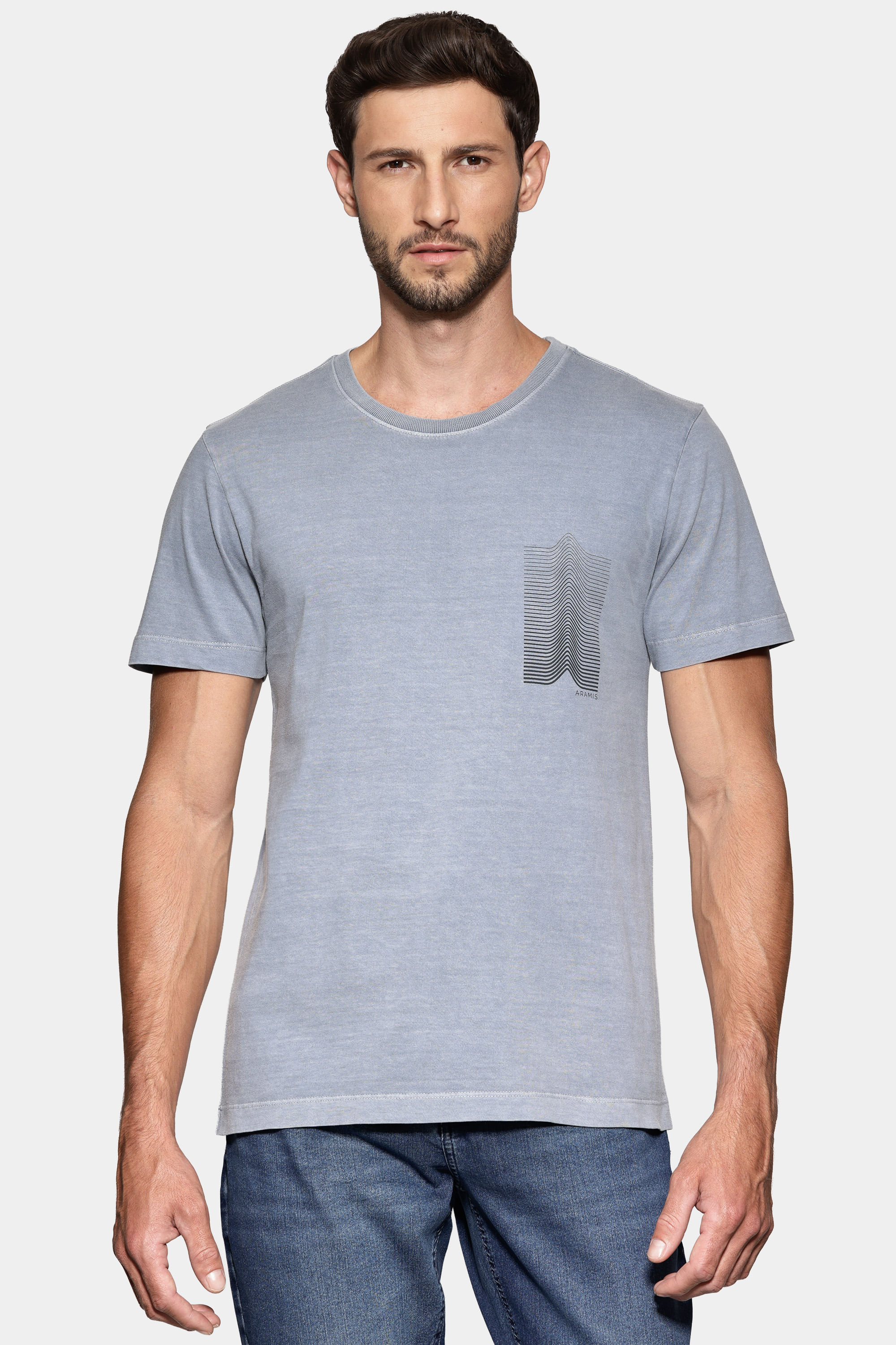 Camiseta Manga Curta Estampada Linhas Concreto 117