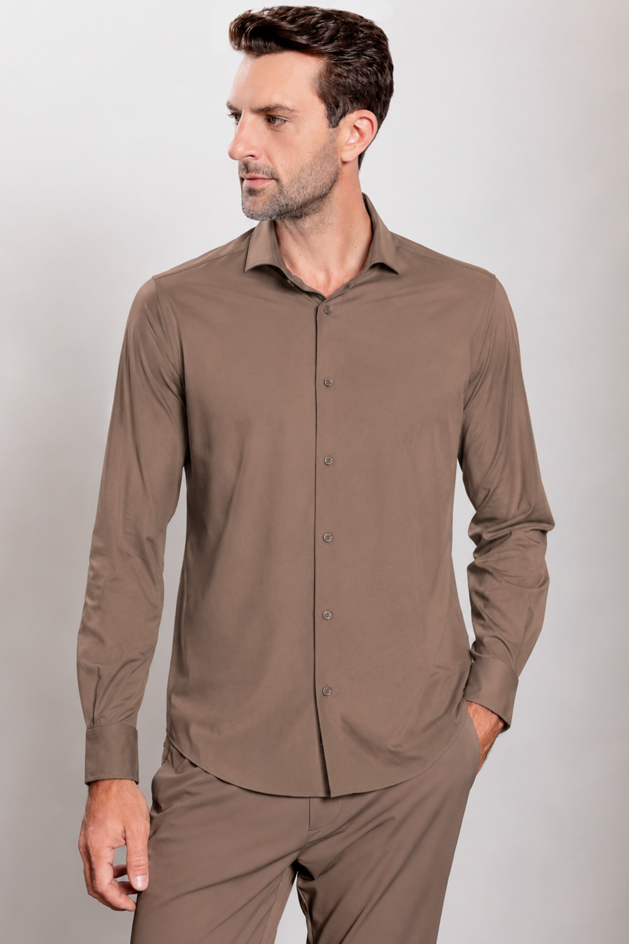 Camisa Manga Longa Flex Grid Fume