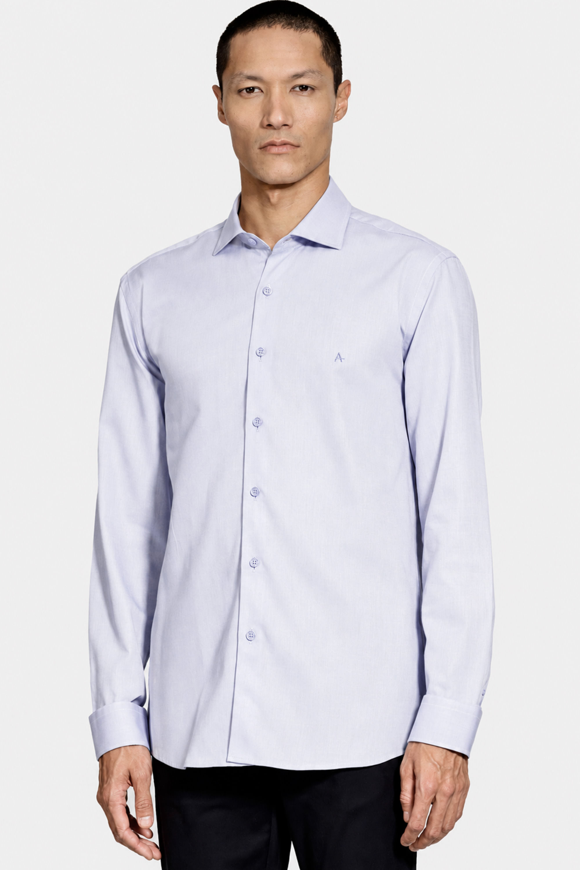 Camisa Slim Algodão Tricoline Manga Longa Cinza