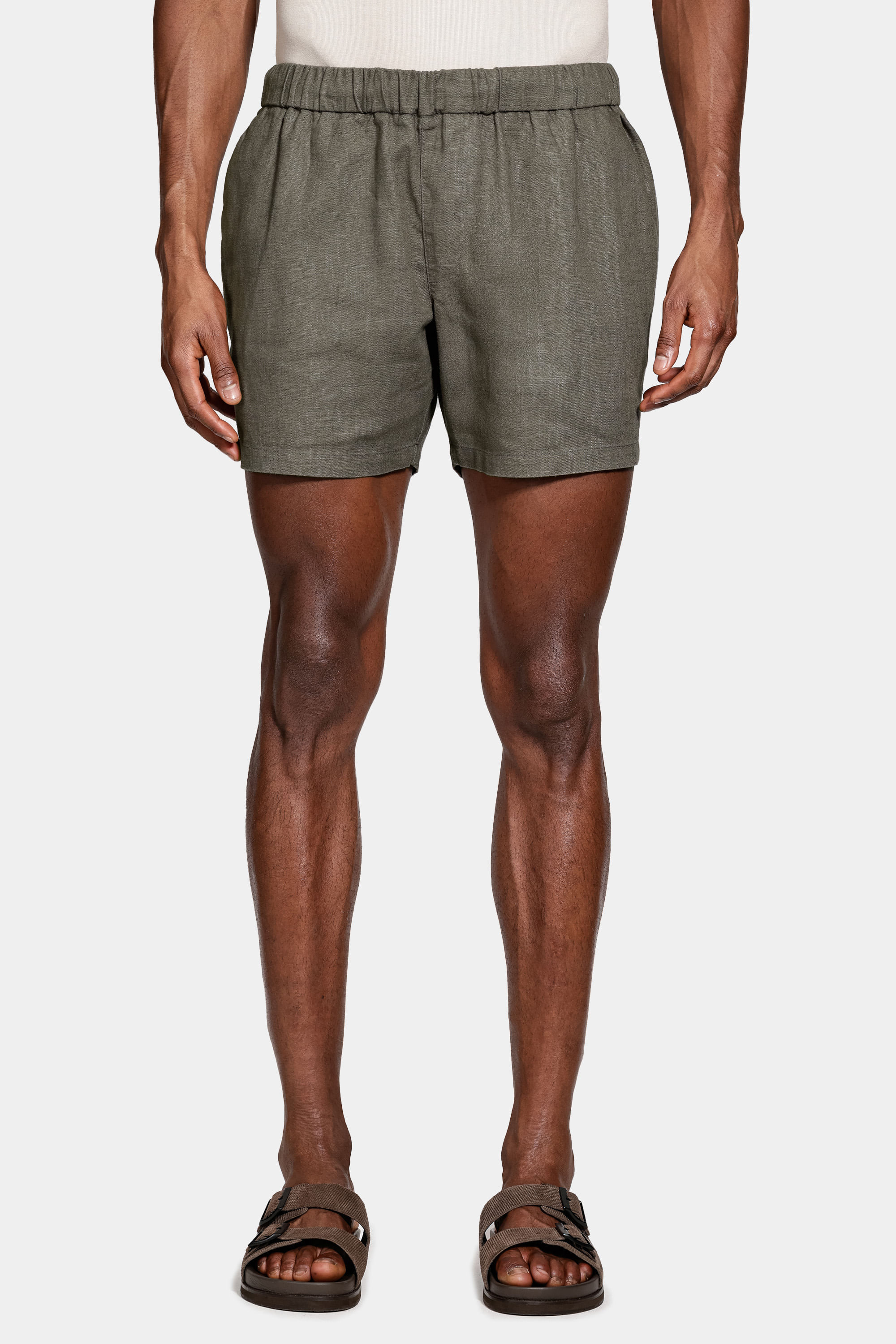 Bermuda Algodão Com Elastico Rústica Verde Militar